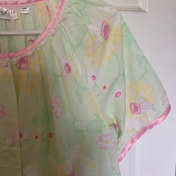 Vintage Vanity Fair Floral House Dress Caftan Muu Muu | Cotton Snap Front Size M - Picture 9 of 9